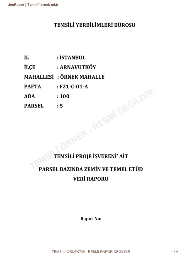 JeoRapor örnek zemin etüt raporu kapağı